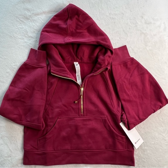 lululemon athletica Tops - NWT! Lululemon Oversized Half Zip Hoodie Gold Hardware XS/SM